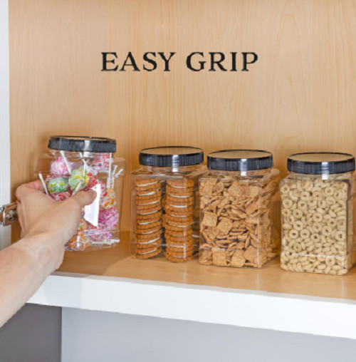 32oz Clear Square Plastic Jars 4pk, 4 Cup Capacity Canisters