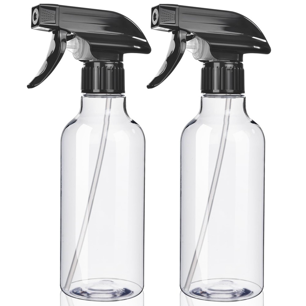 2Pack 10 oz Spray Bottles, Adjustable Mist & Stream, BPAFree Refillable Clear