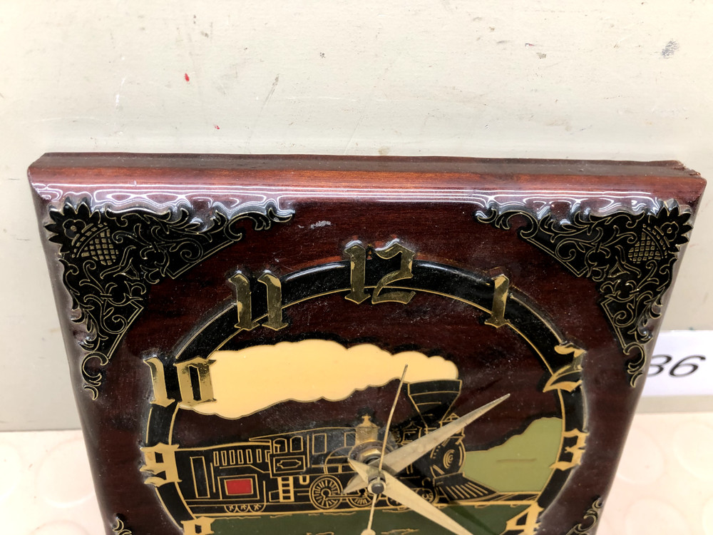Vintage Train Wood Wall Clock