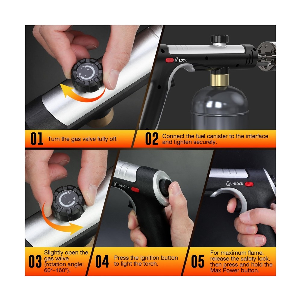 Turn Raise Propane Torch Gun - Max Fire Heavy Duty Flame Thrower