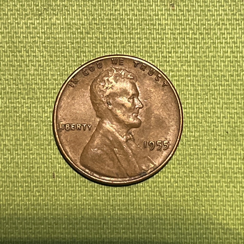 1955 P Lincoln Wheat Cent With Die Chips On Wheat Ears