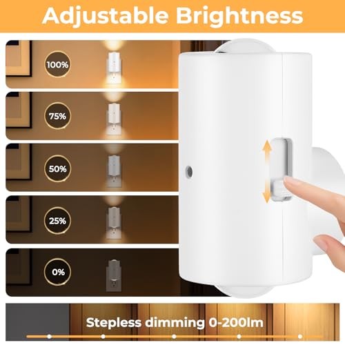 Dimmable Night Lights Plug into Wall, Rotatable Plug-in LED Night Light, 3000K