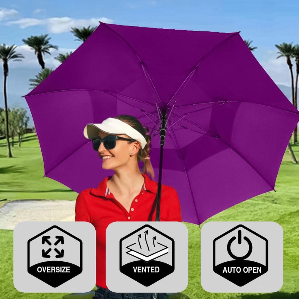 /62/68/72 Inch Automatic Open Golf Umbrella Oversize Extra Large Double Canop...