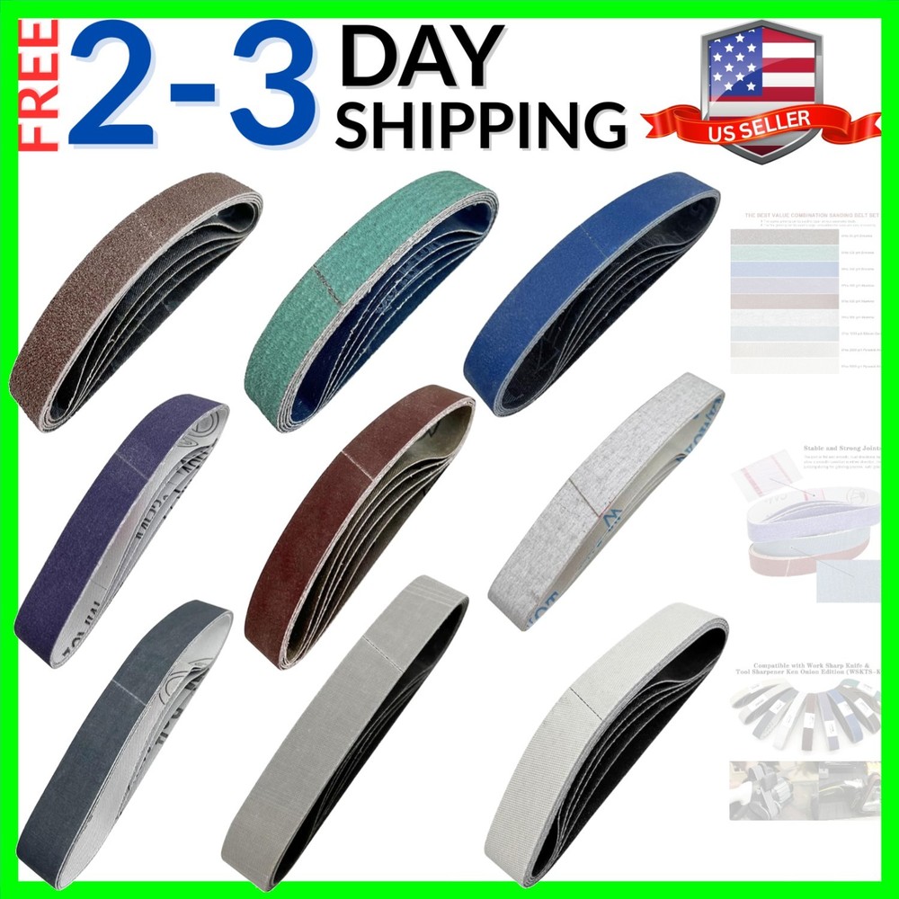 45 Pcs 3/4" x 12" Replacement Sanding Belt Kit for Work Sharp Knife & Tool Sh...