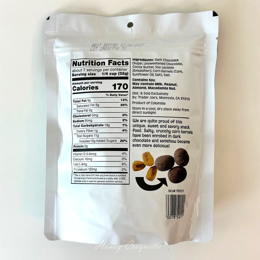 2 Packs Trader Joe's Dark Chocolate Covered Crunchy CORN KERNELS Corn Nuts 8oz
