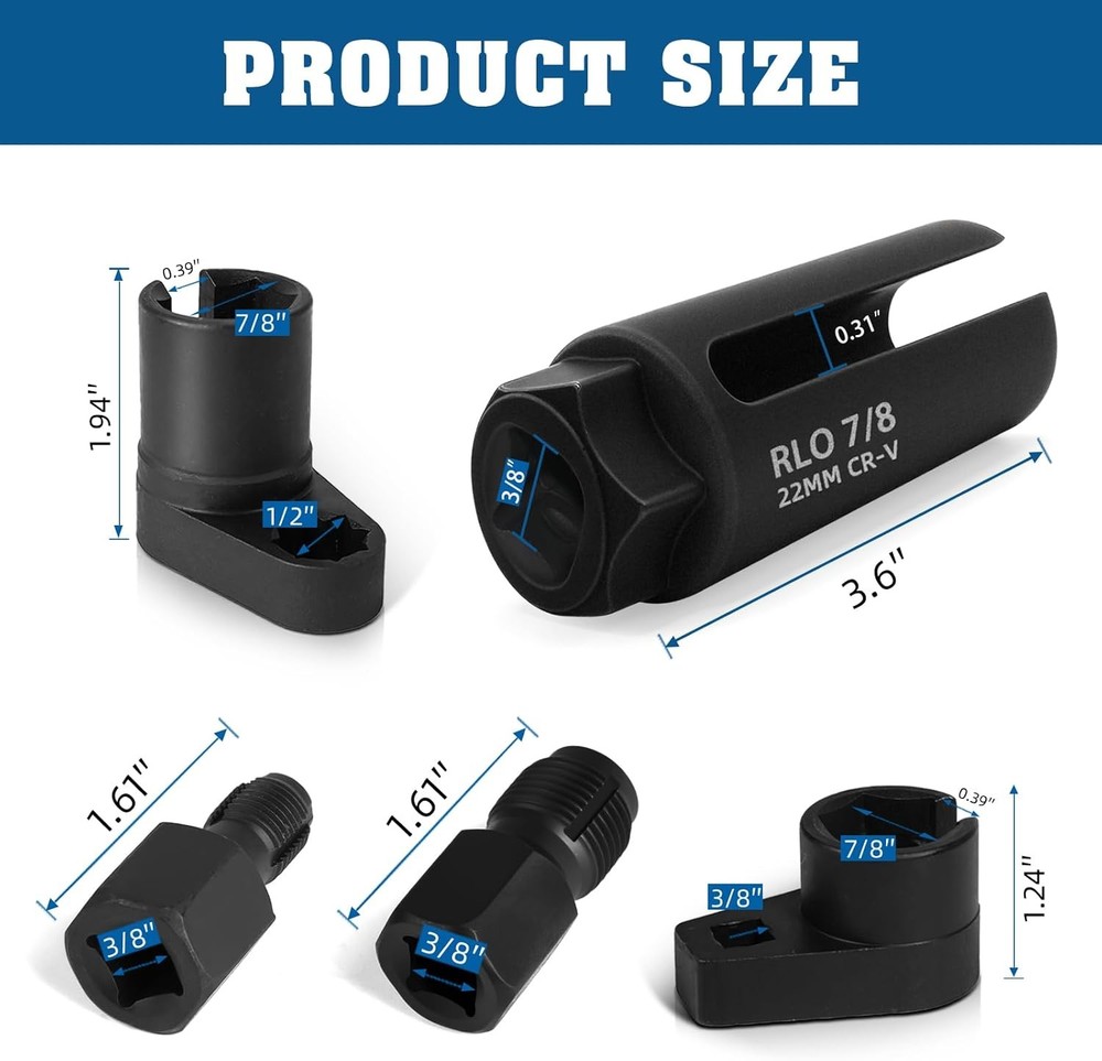 5PCS Oxygen Sensor Wrench & Thread Repair Kit, Offset Low Profile O2 Sensor Sock