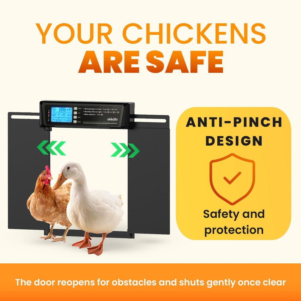 Extra Large Automatic Chicken Coop Door Solar Powered with Remote LCD Displa...