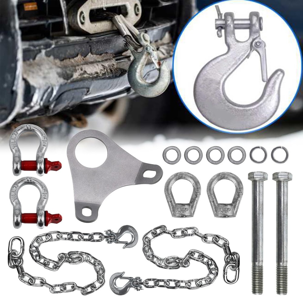 Trailer Ultimate Connection Safety Chains Kit Silver Safety Chains with Plate