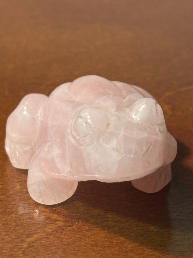 Rose Quartz Carved Frog 2” Long 3/4” Tall