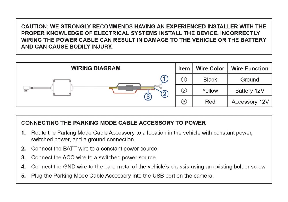 010-12530-03 Parking Mode Cable For Garmin Dash Cams