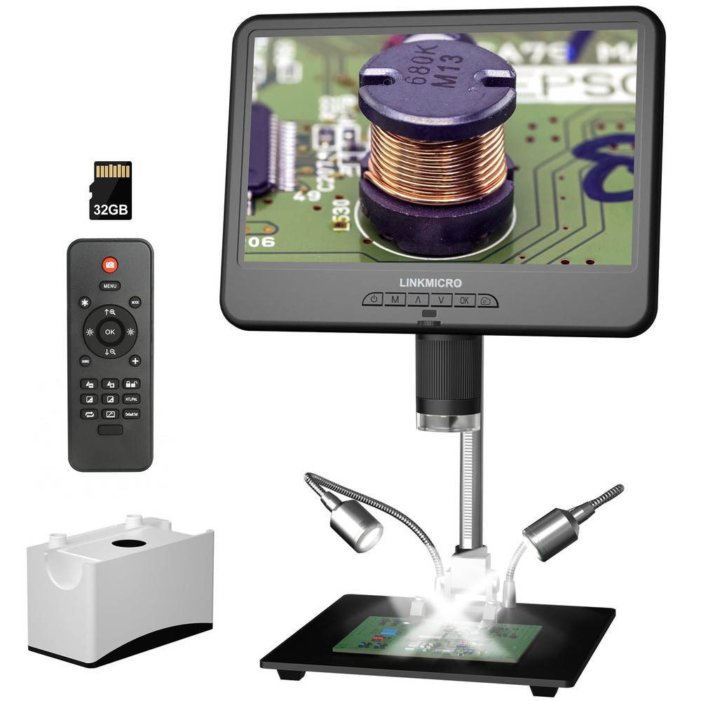 LINKMICRO LM210 10.1'' LCD Coin Digital Microscope Full View 10 inch, Black