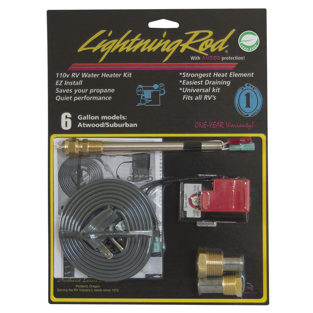 Electric RV Water Heater Conversion Kit LIGHTNING ROD 6 gallon Suburban/ Atwood