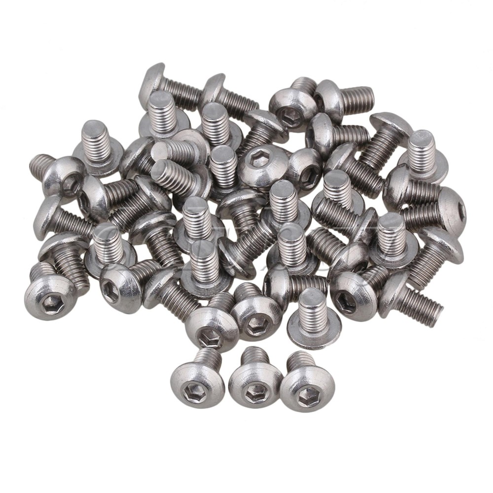 50pcs Silvery Metric Thread M5x8mm Button Head Hex Socket Cap Screws Bolts