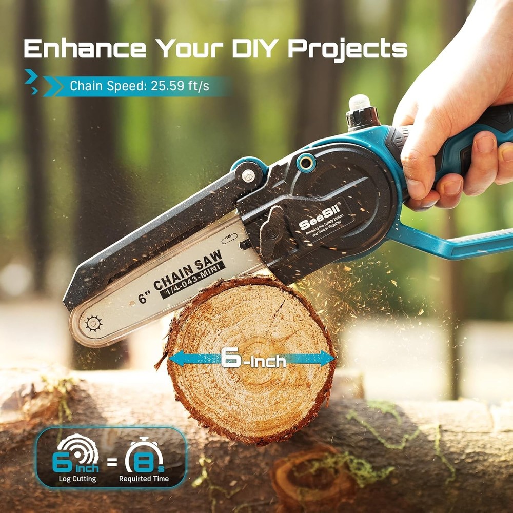 Cordless Mini Chainsaw & Electric Brushless Pruning Shears Combo kit 2×2000mah