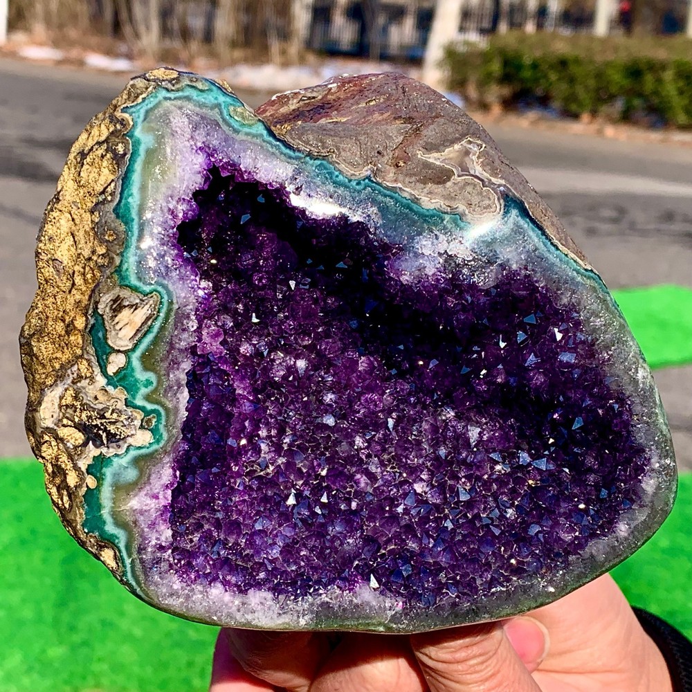 891G Natural Amethyst geode quartz clustercrystal specimen Healing