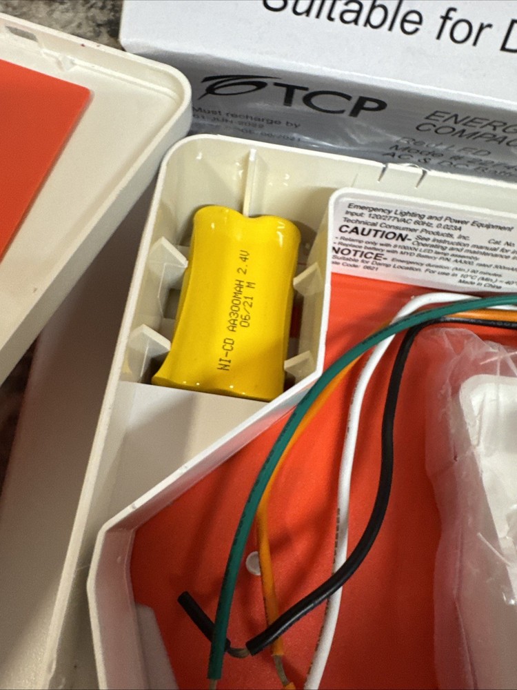 TCP Energy Efficient Compact Exit Sign Red LED 22743 Battery Backup