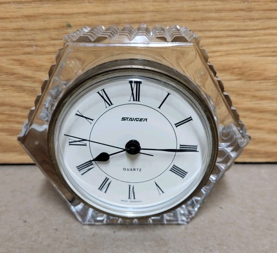 Staiger Vintage Crystal Octagon Clock Tested Works