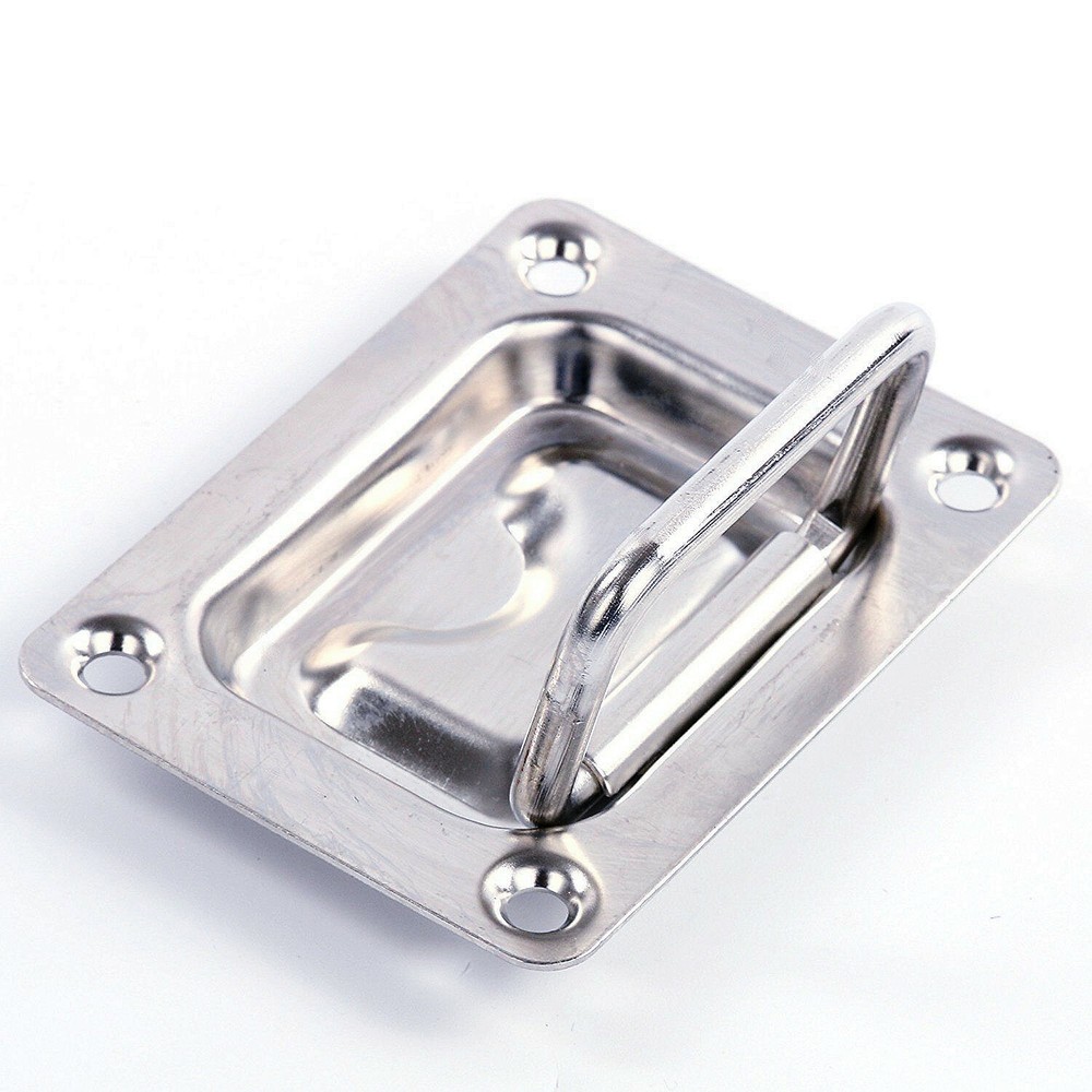 4X Stainless Steel Hatch Lift Pull Spring Handle Flush Mount 3"×2-3/16"