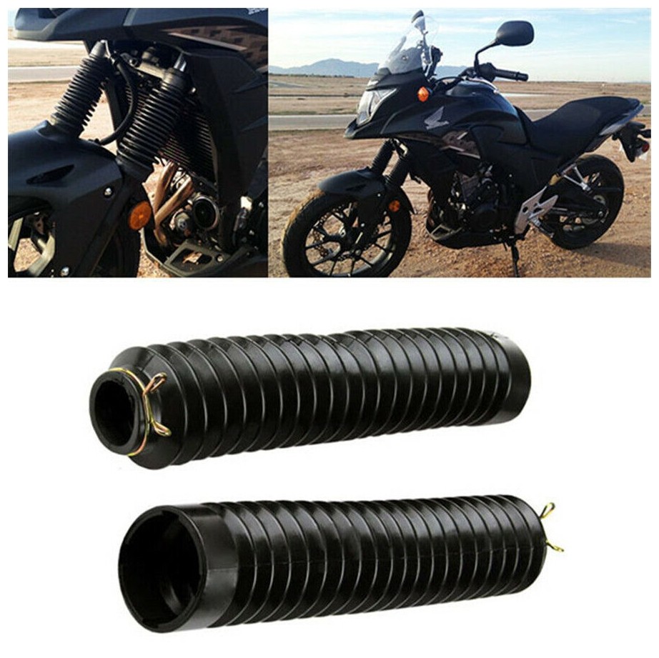 2x Rubber Motorcycle Front Fork Gaiters Boot Protector Cover Seal Dust Cover Kit