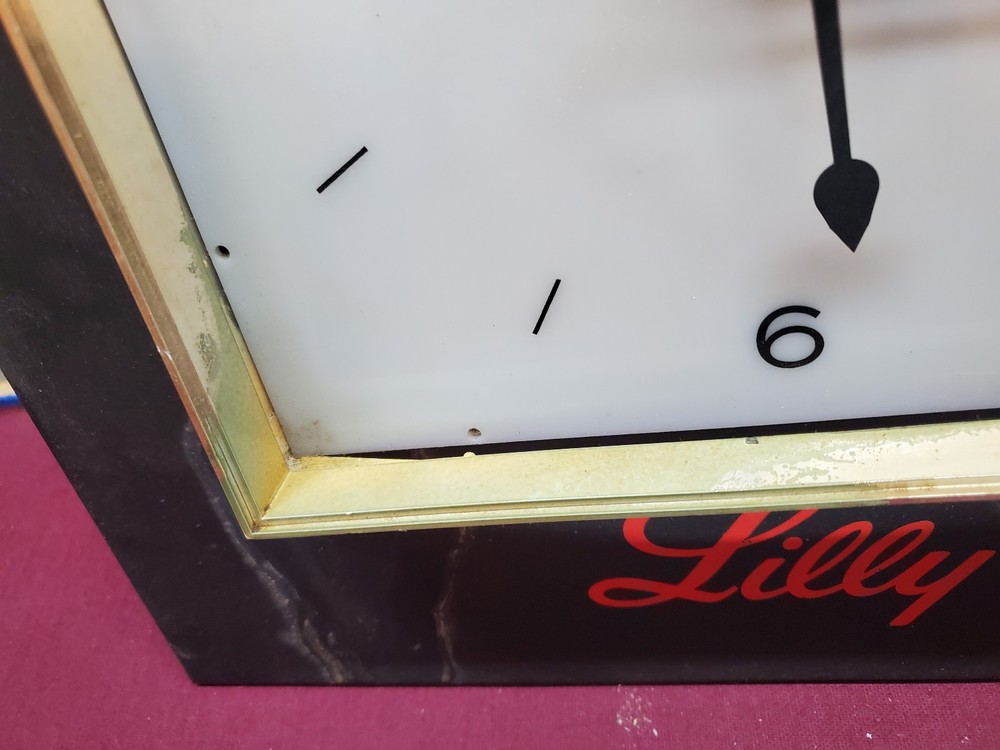 Vintage 1950s Eli Lilly Pharmaceutical Co. Wall Clock
