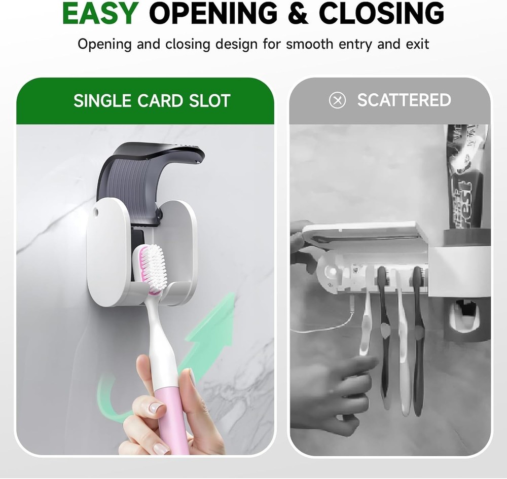 Toothbrush Holders Wall Mounted Self Adhesive Waterproof Dustproof Grey 4pcs