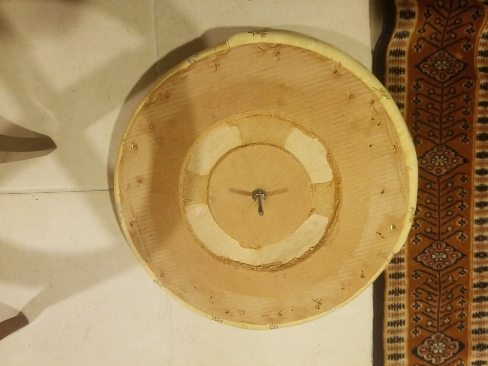 Upholstered Yellow Round Bench with Matching Foot Stool, Great Upholstery!