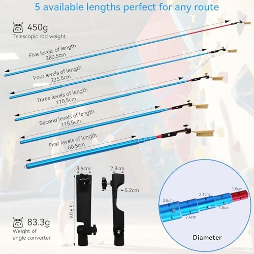 Stick Clip Rock Climbing Brush with Extendable Pole| Angle Adjustable