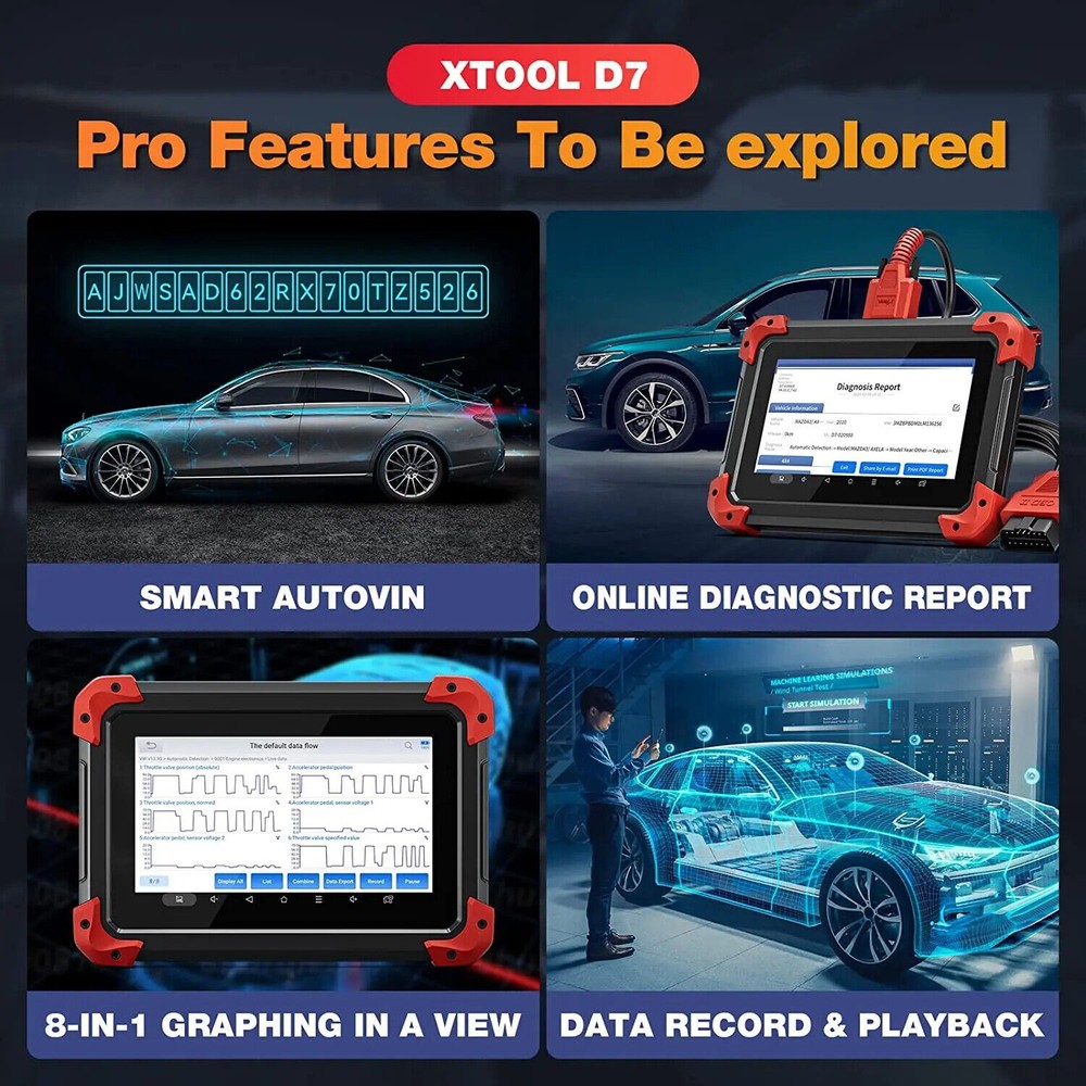 XTOOL D7 OBD2 Full System Diagnostic Scanner Bi-Directional Tool Key Programmer