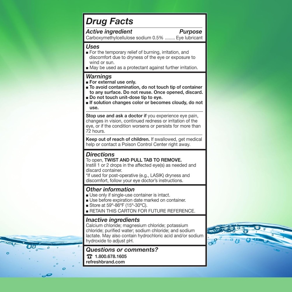 Refresh Plus Lubricant Eye Drops, Moisturizing Relief, 100 Single Vials