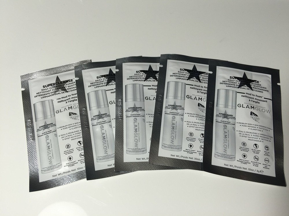 Glamglow Supercleanse Sample Packets 5 Pcs (.50oz/15g Combined Total)