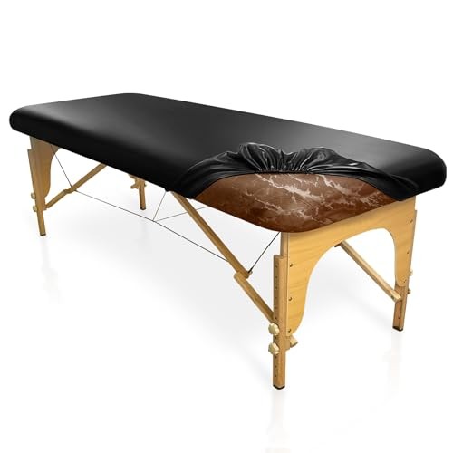 Leather Massage Table Cover Wipeable Covers for Massage Table 1 Black