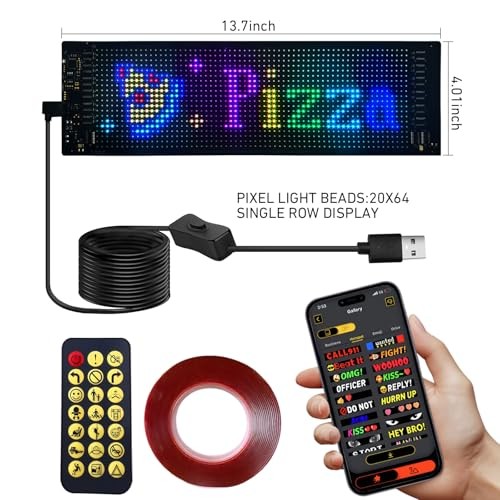 Programmable LED Signage System: 13.7"x4.01" Bluetooth Flexible 13.7X4.01 Black