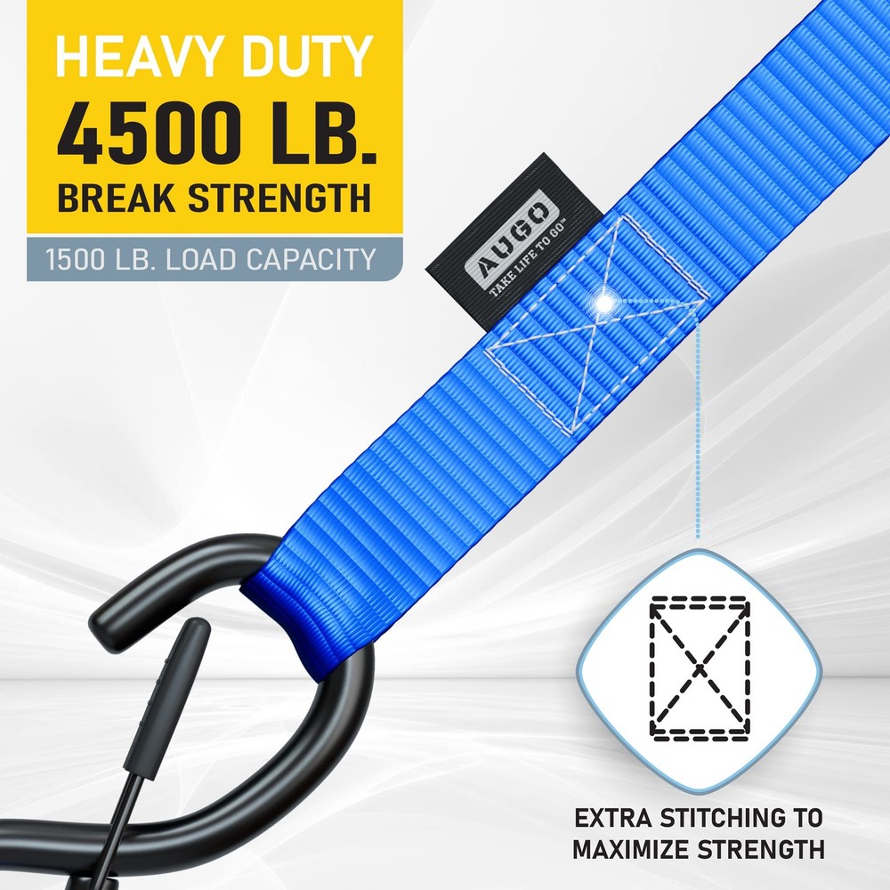Soft Loop Tie Down Straps - 1,500 Load Capacity & 4,500 Lbs 12 Inch, Blue