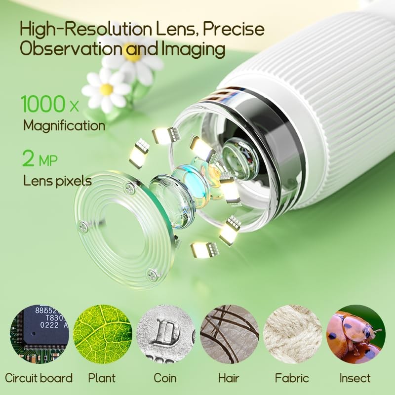 Portable Digital Microscope for Kids, Pocket Handheld Microscope Camera Orange