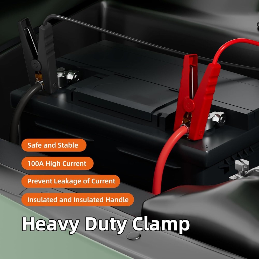 Battery Adapter For Ryobi with 6FT Jumper Cable Clamp Battery Starter