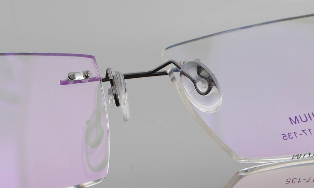 Men's Rimless β Titanium Eyeglasses Frames Rectangular Optical Frame Gunmetal