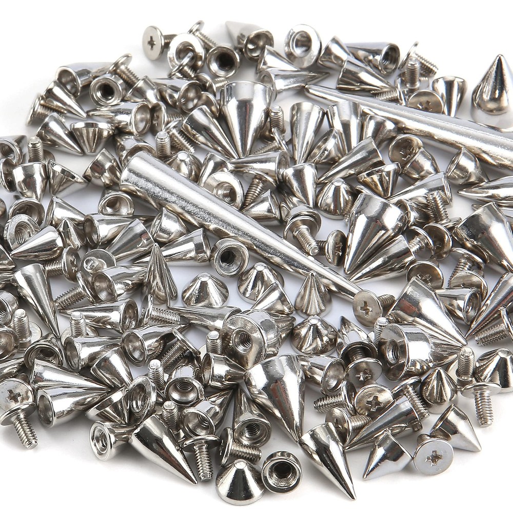 135 Sets Mixed Shape Spikes and Studs Assorted Sizes Spike Studs for Clothing...