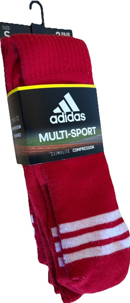Adidas Small Climalite Compression Multi Sport Over Calf Socks 2 Pair Small Red