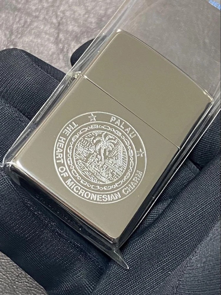Zippo Palau Micronesian Charm Silver Etching One Sided Processing Lighter Japan