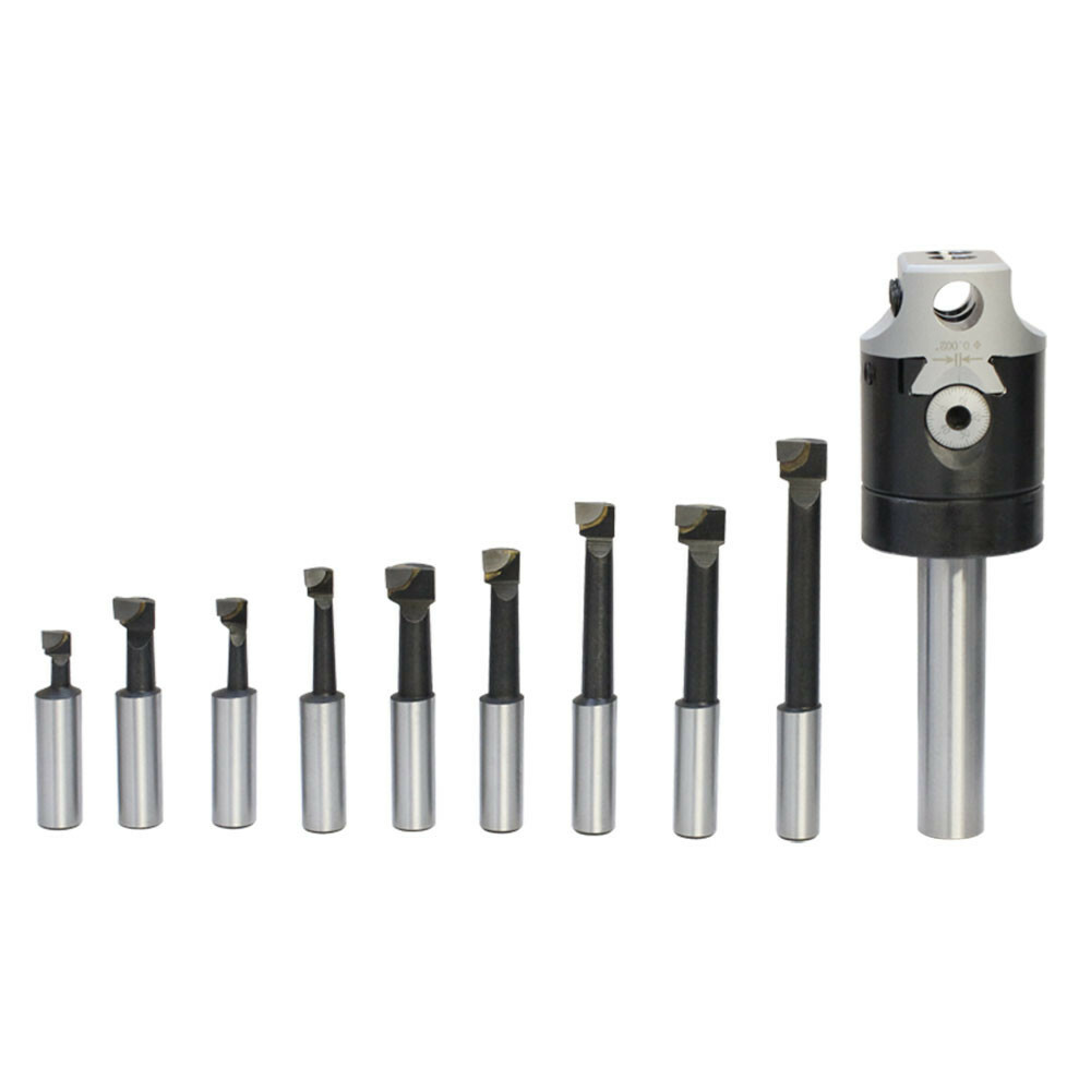 2" BORING HEAD STRAIGHT SHANK AND 9 PC 1/2" BORING BAR SET