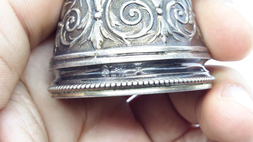 German 800 Silver Egg Cup Repousse Not Sterling. Wilhelm Binder WTB