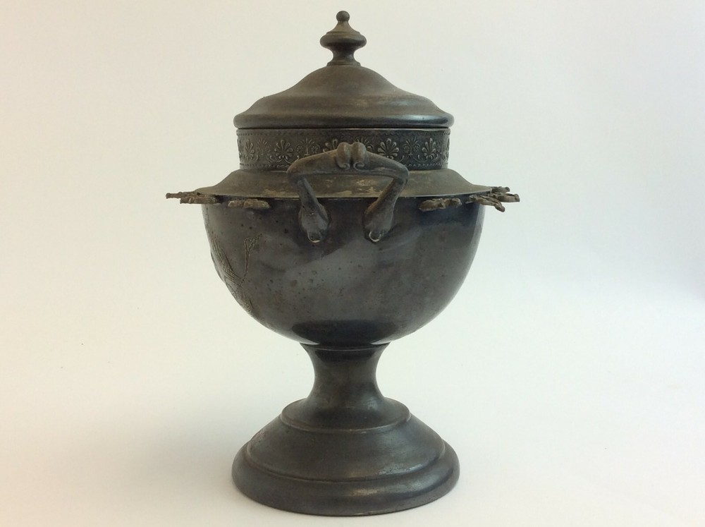 Antique Old Silverplate Etched Spoon Demitasse Condiment Container Jar