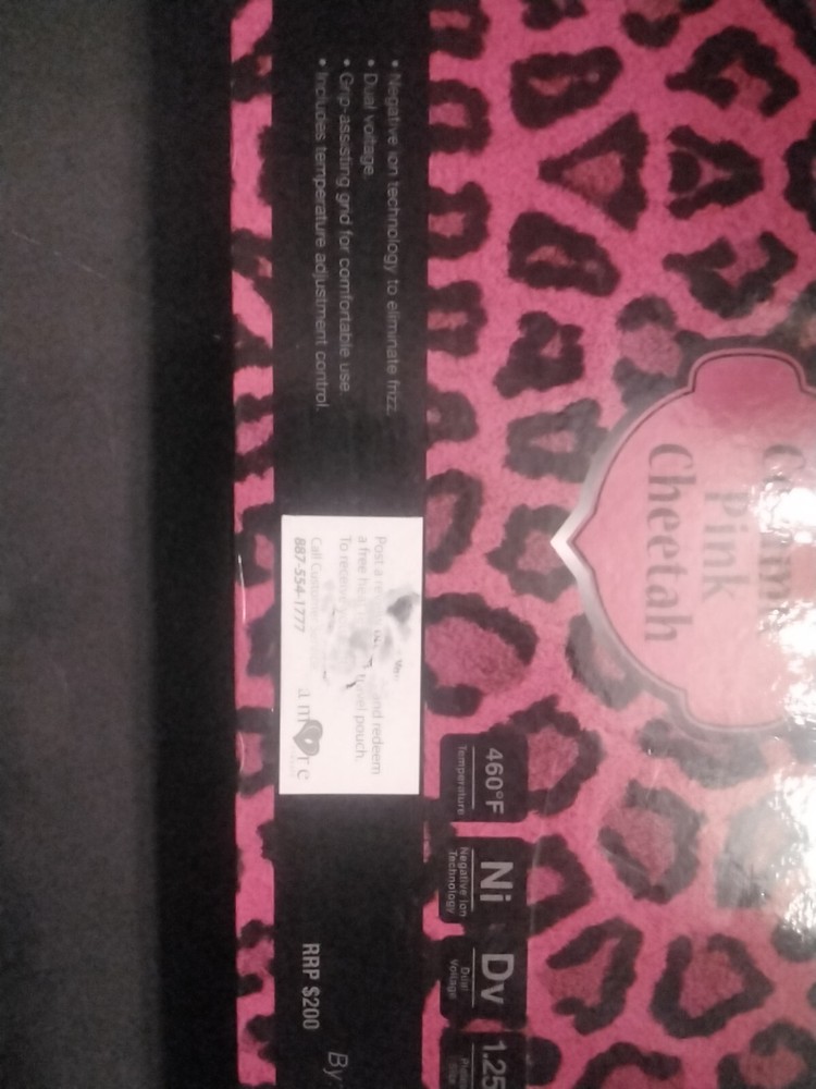 Classic Ceramic Cheetah Pink Flat Iron NIB HTF