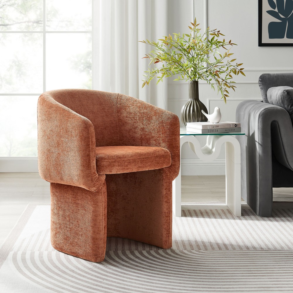 Verity Chenille Dining Armchair in Rust
