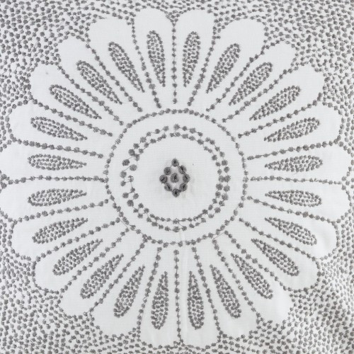 Cotton Embroidered Decorative Square Pillow Grey 20x20