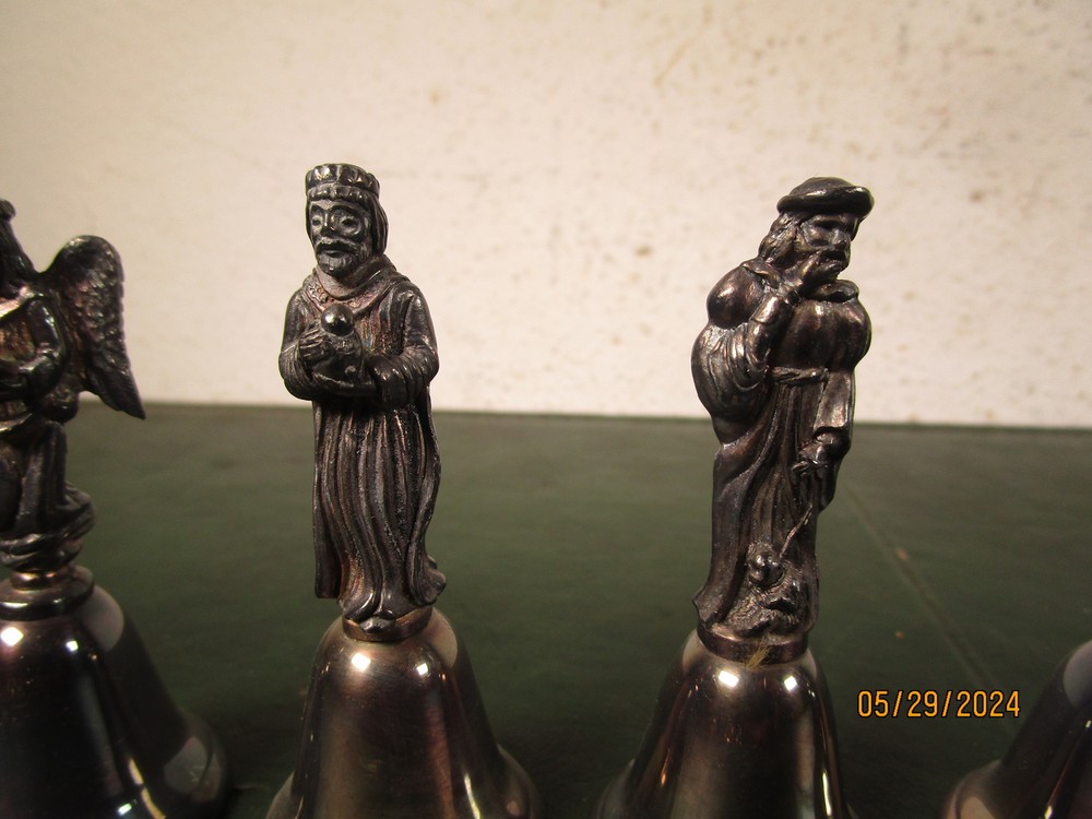 10 Silverplated Religious Bells 3"