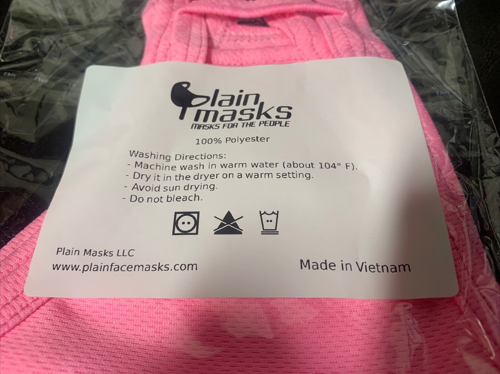 (2) Plain Mask Color Pink 100% Polyester