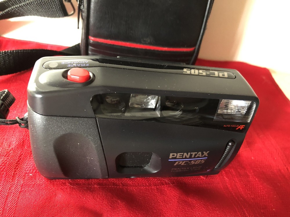 VINTAGE 1990 PENTAX PC-505 35MM CAMERA, CASE & INSTRUCTIONS EUC