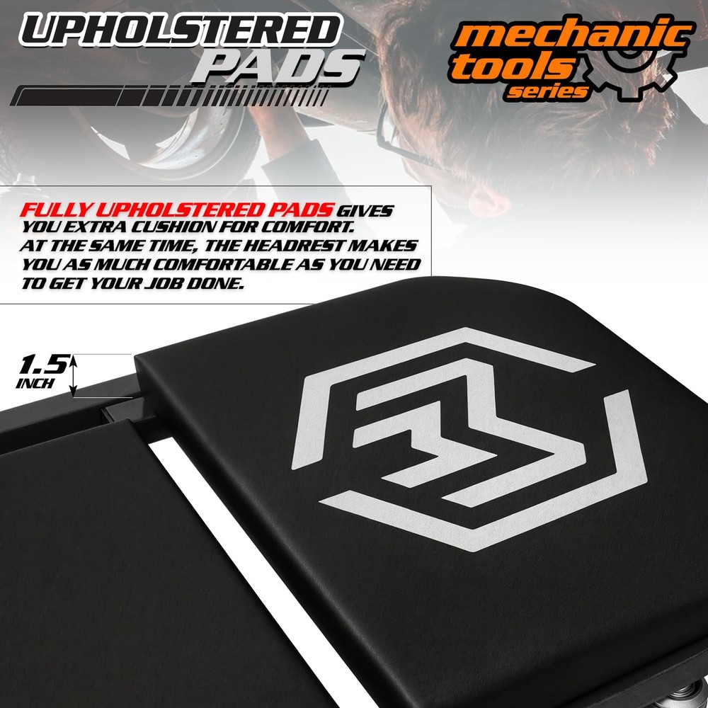 MAUTO Foldable Z Creeper 2in1 Rolling Folding Car Creeper & Seat, 36" Adjusta