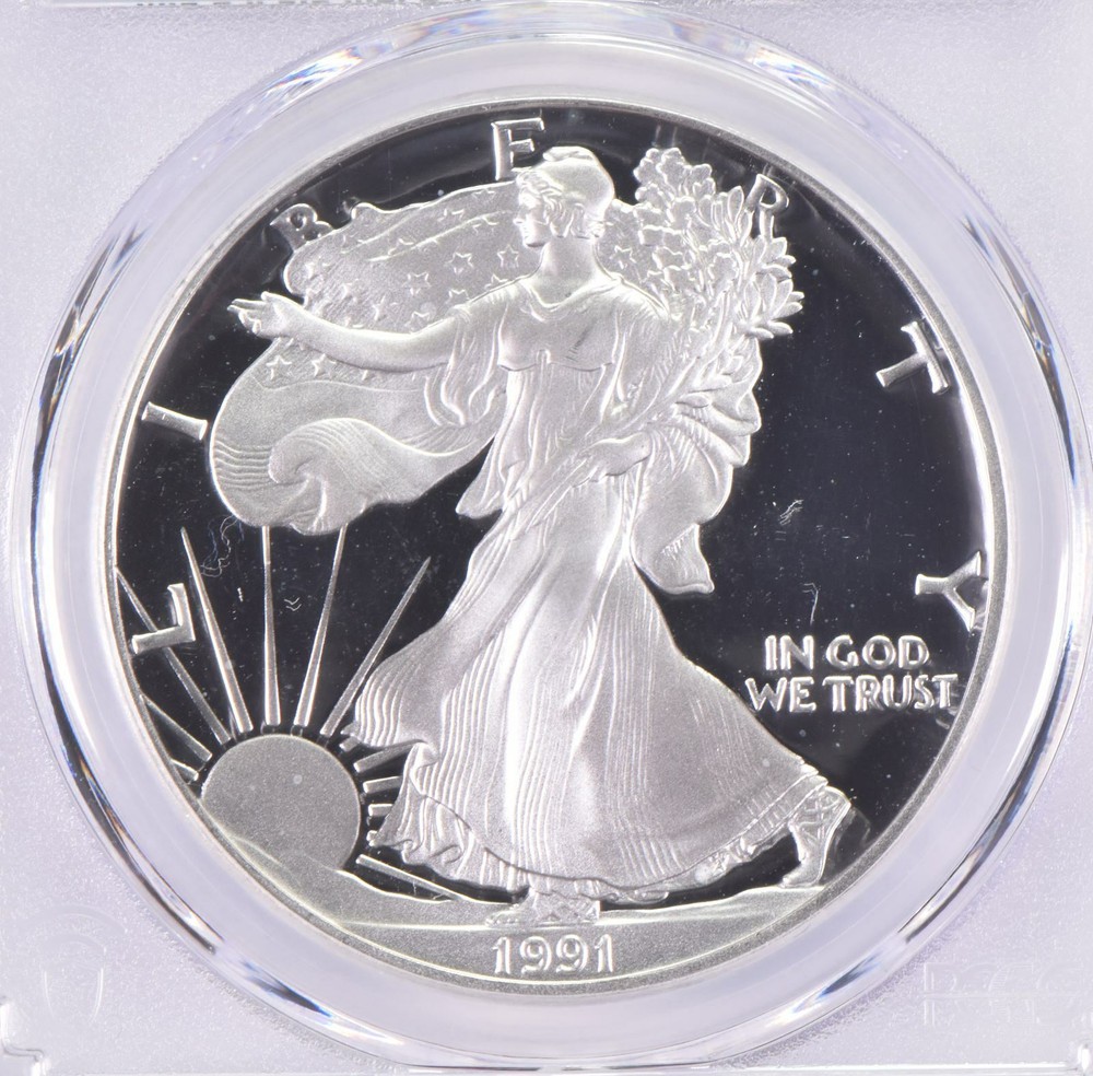 1991-S PR70 DCAM American Silver Eagle PCGS Blue Label